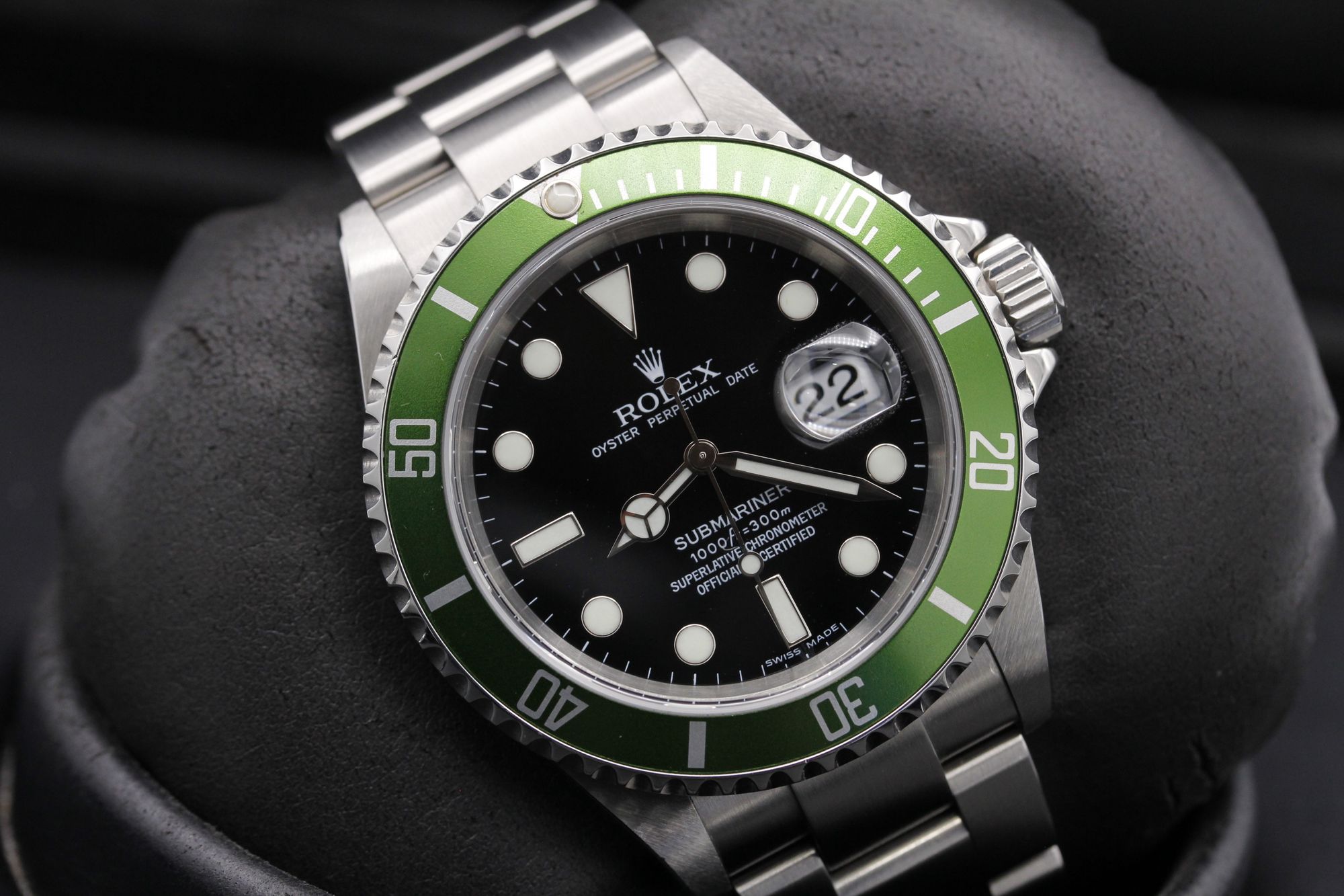 Rolex Stainless Steel 40mm Oyster Perpetual Submariner Date 50th Anniversary Kermit Watch Black 16610LV