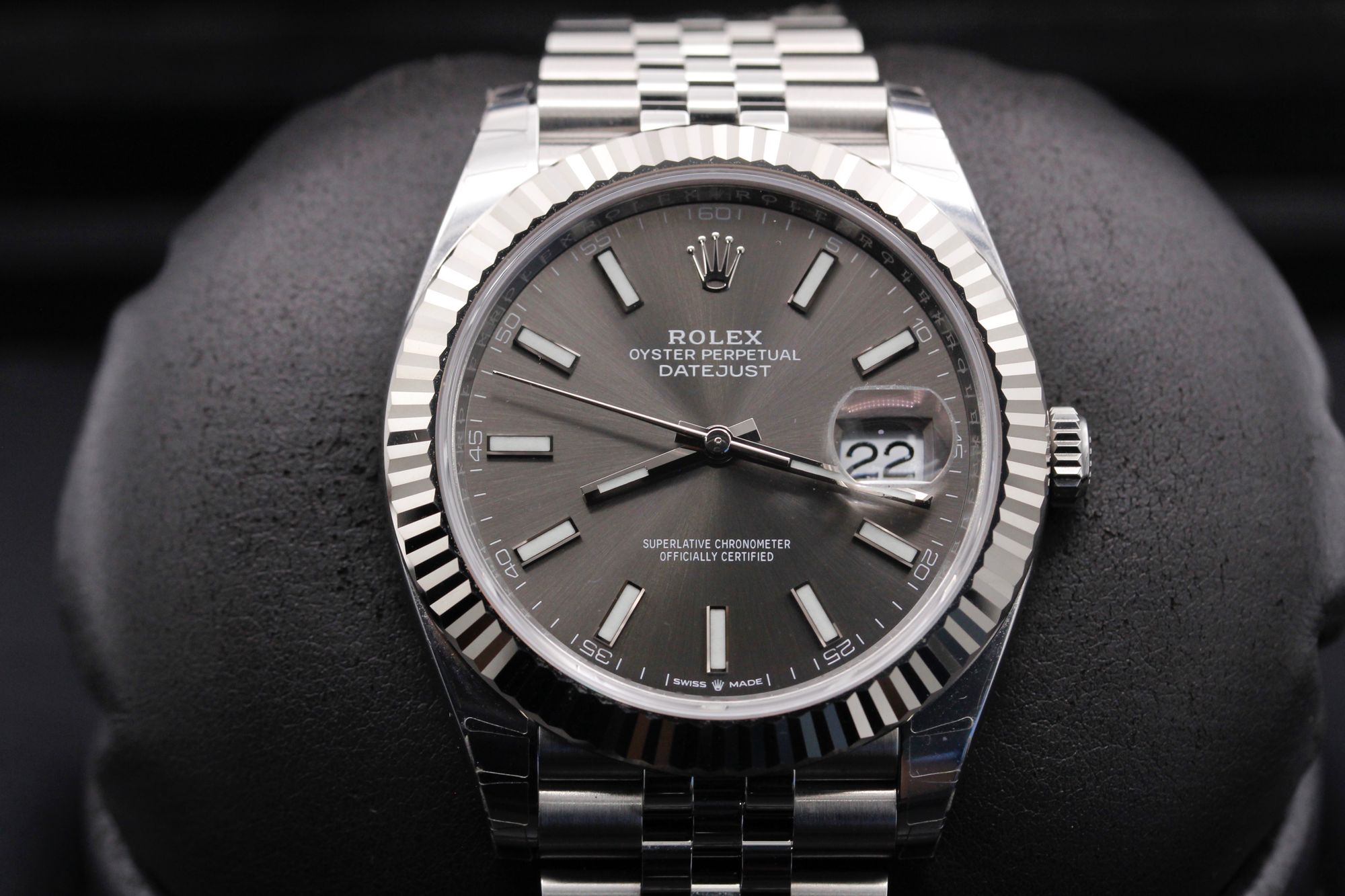 Rolex datejust 41mm stainless steel 126334 dark rhodium index on sale jubilee