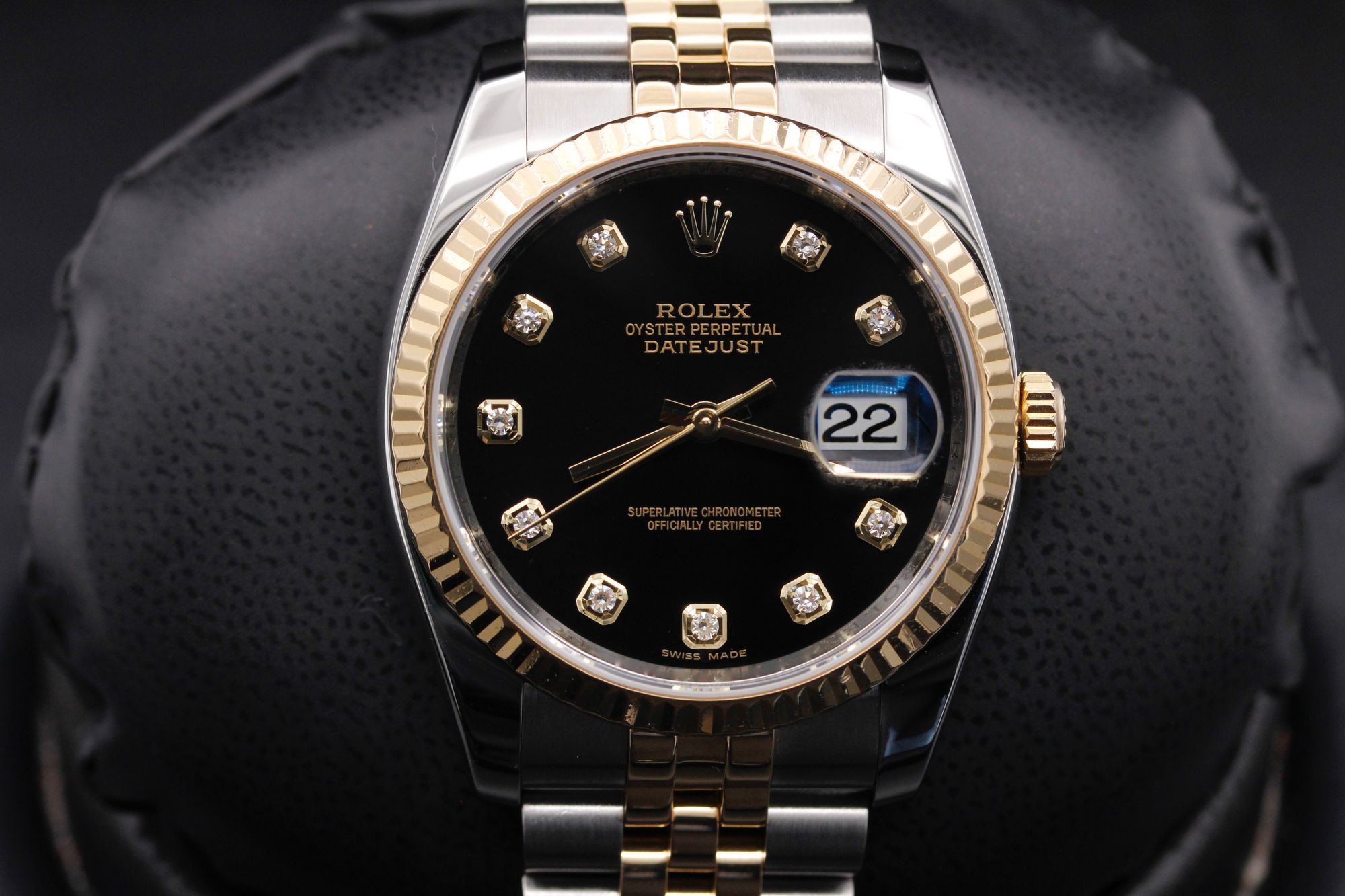 Rolex Datejust  - 116233 - Black Diamond - Steel / Yellow Gold - 36mm - Mint