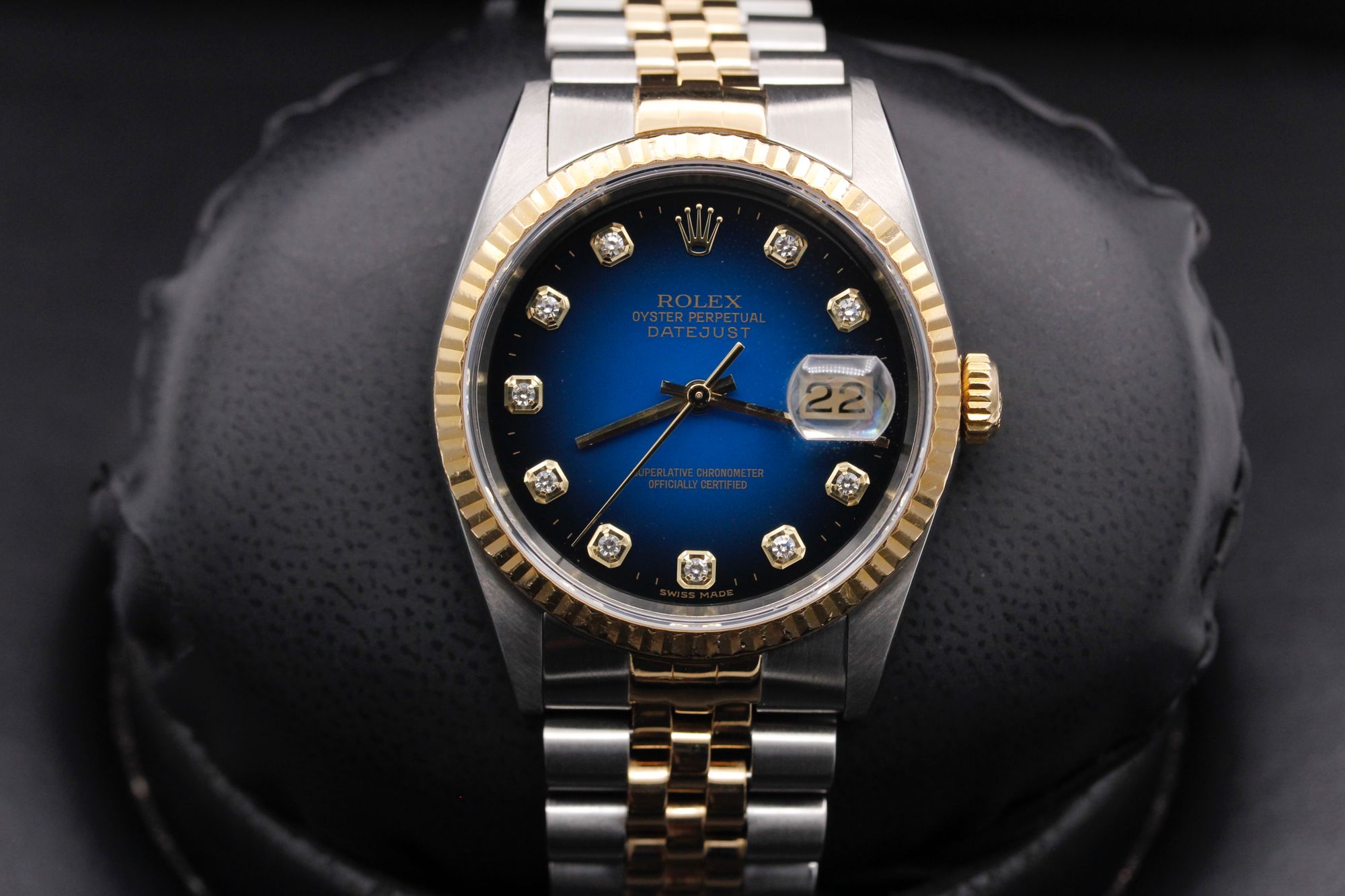 Rolex Datejust  - 16233 - Blue Vignette Diamond Dial - Two Tone Yellow Gold - 36mm - Very Good